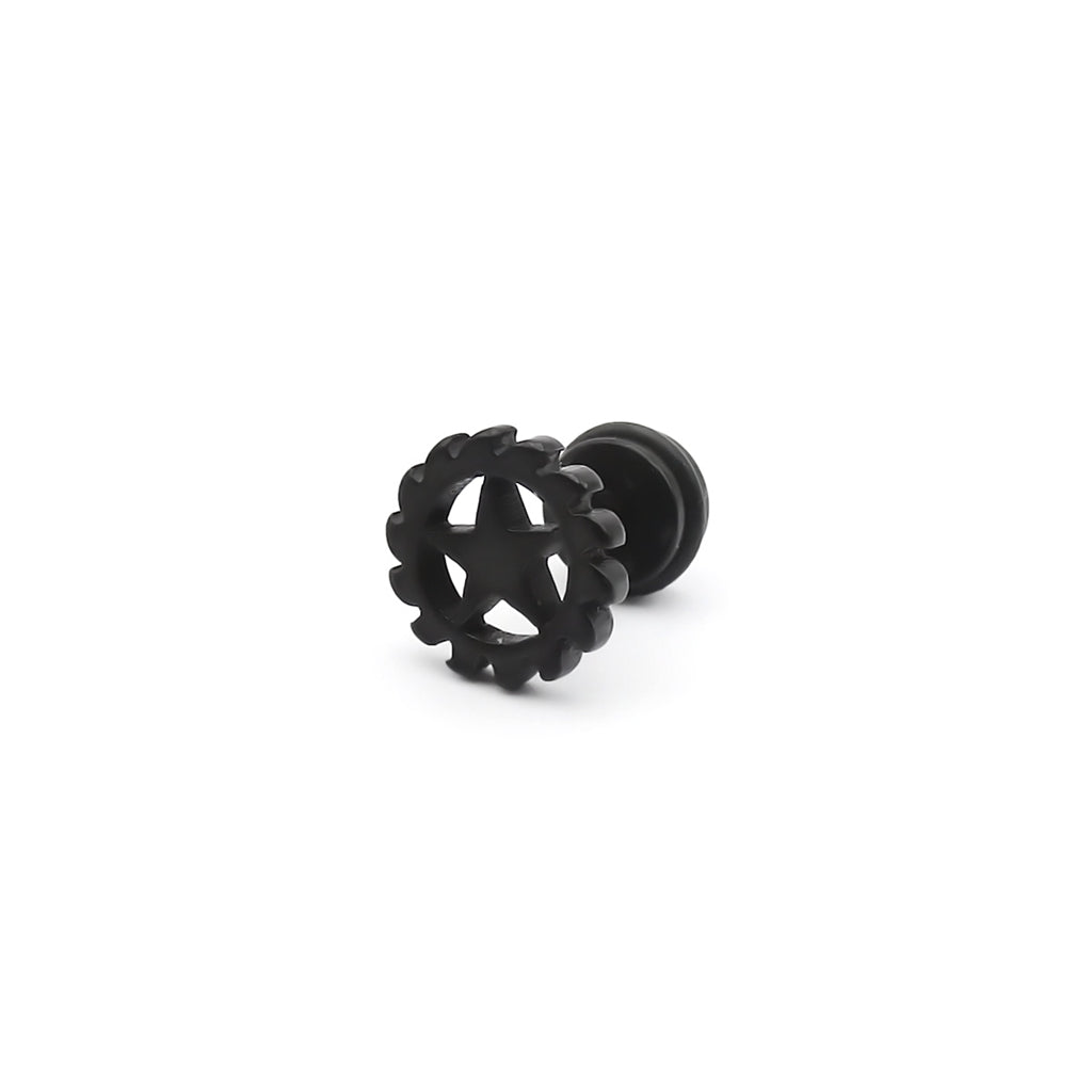 Stainless Steel Gear Star Fake Plug Earring