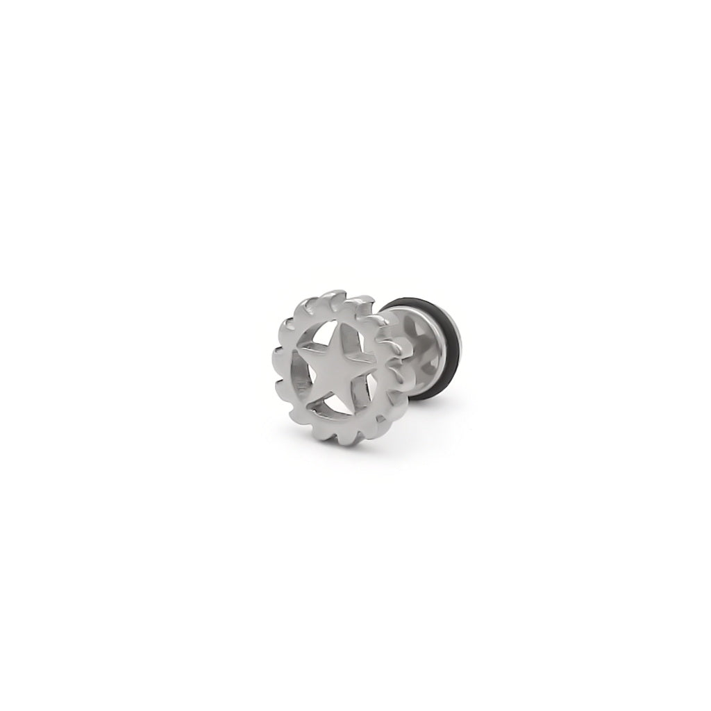 Stainless Steel Gear Star Fake Plug Earring