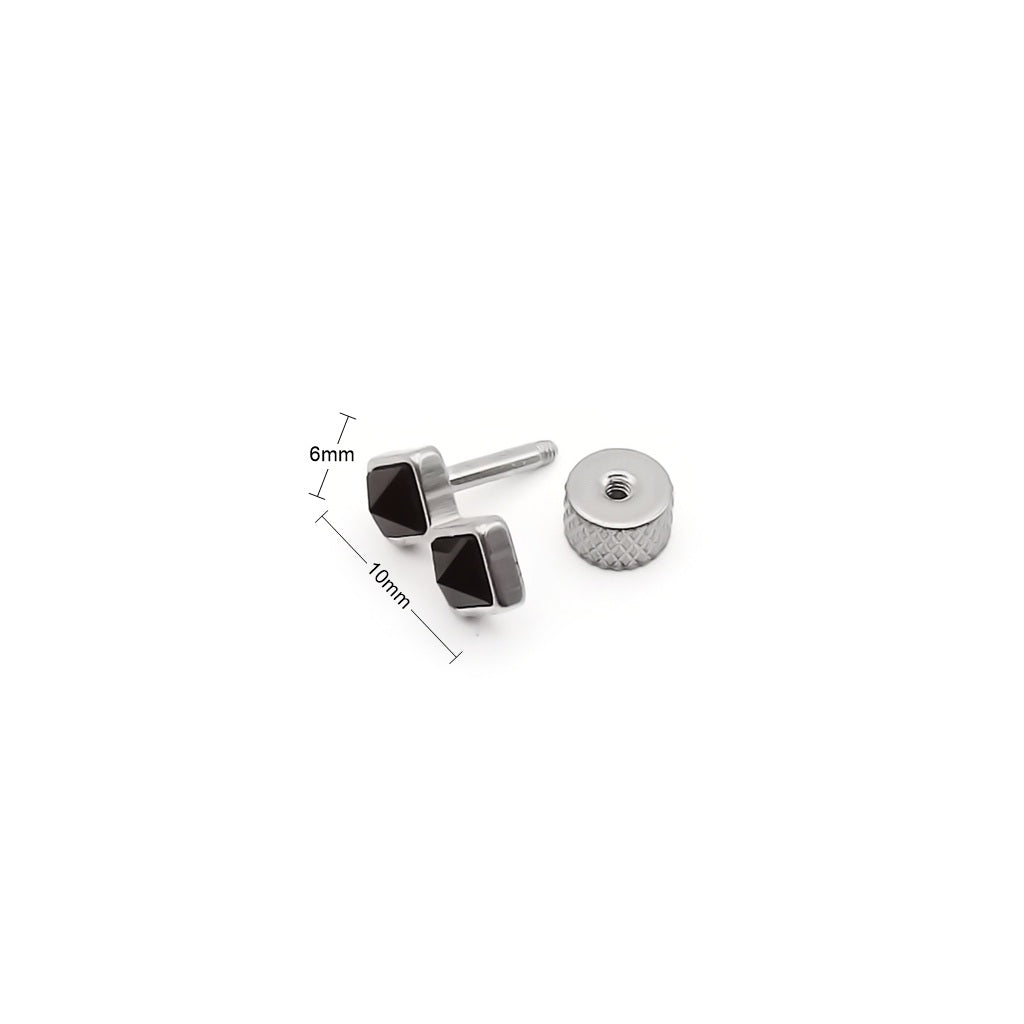 Stainless Steel Double Diamond Geometric Fake Plug Earring