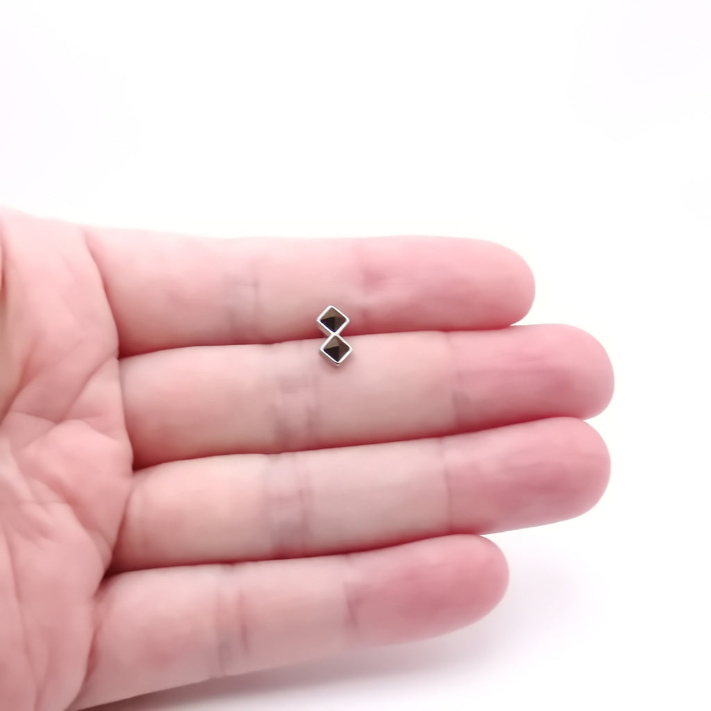 Stainless Steel Double Diamond Geometric Fake Plug Earring