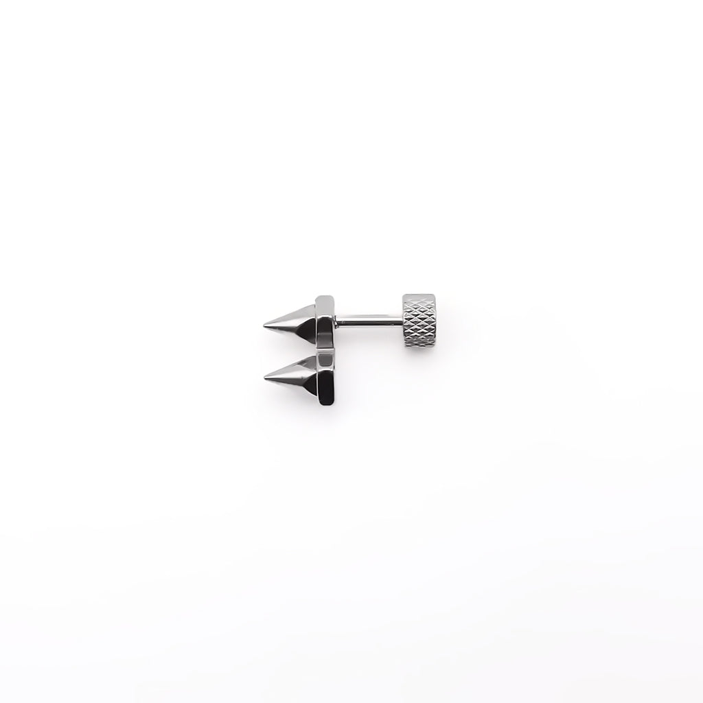 Stainless Steel Double Pyramid Spike Fake Plug Earring