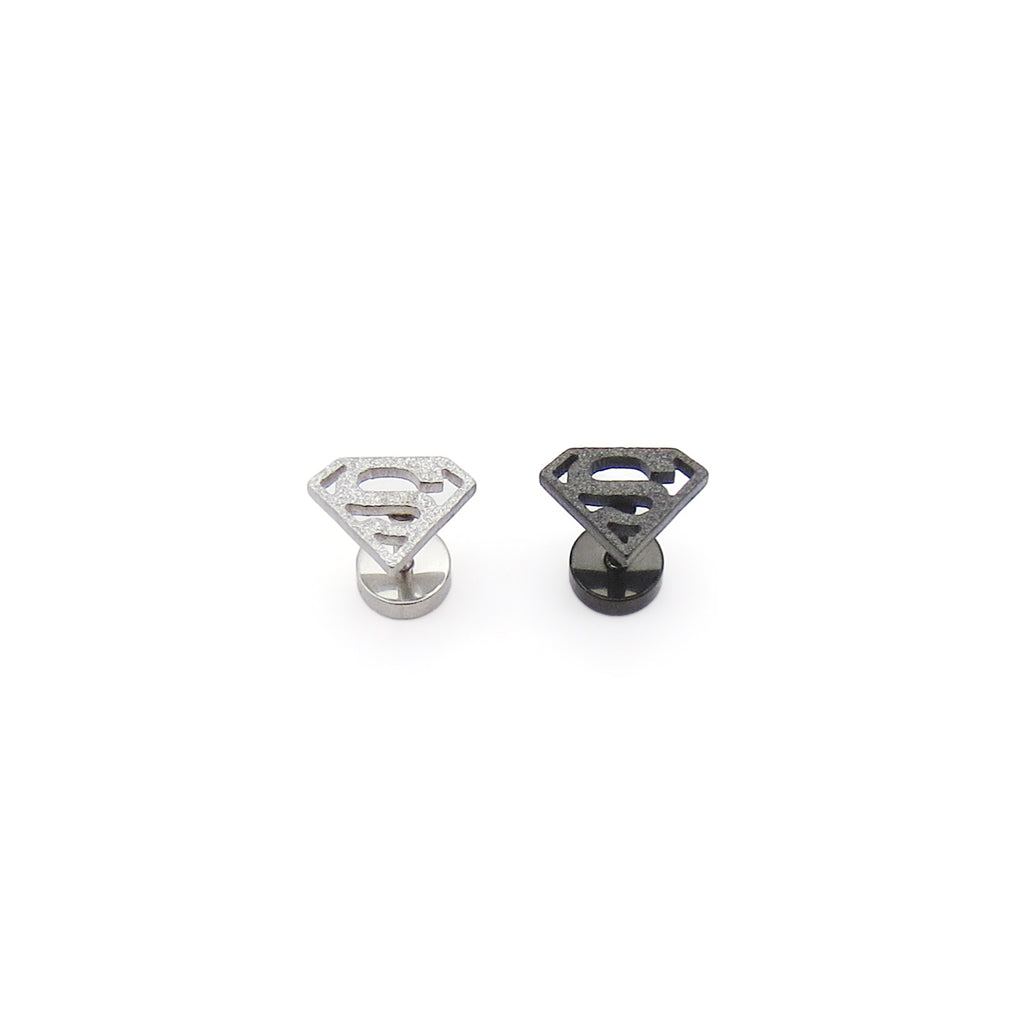 Stainless Steel Superhero Shield Fake Plug Earring-Fake Plugs-1-Glitters