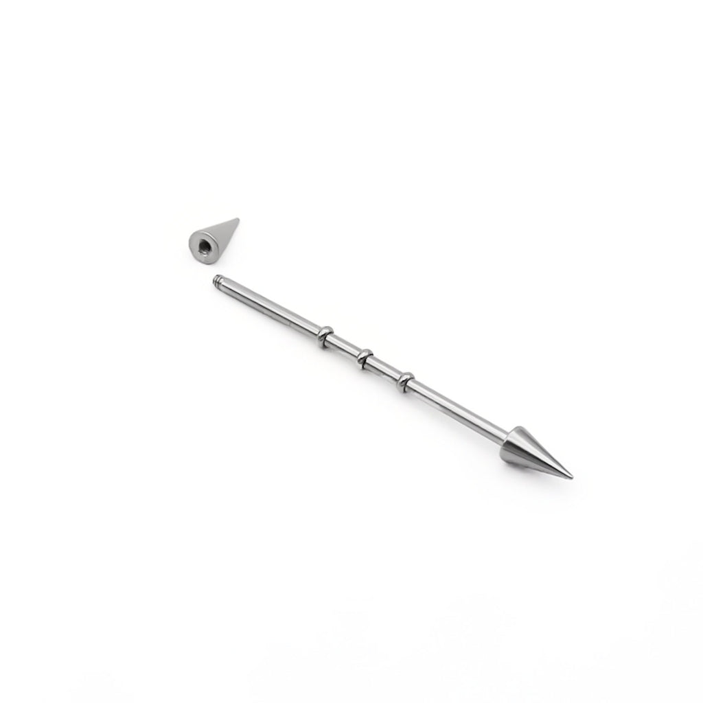 316L Surgical Steel 3-Notched Spike Industrial Barbell