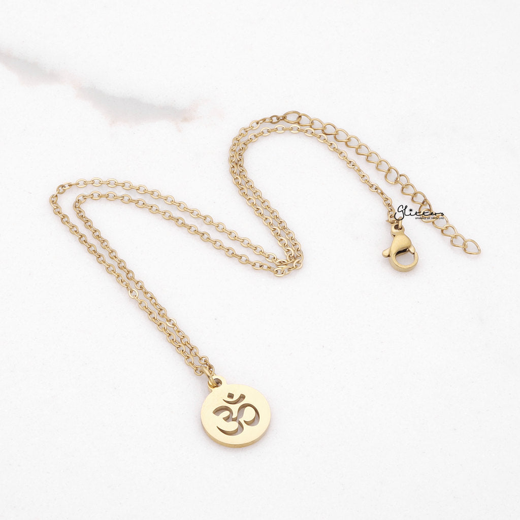 Om Pendant Stainless Steel Necklace - Gold-Necklaces-2-Glitters