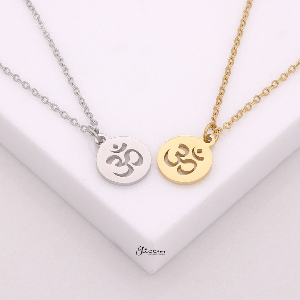 Om Pendant Stainless Steel Necklace - Gold-Necklaces-3-Glitters