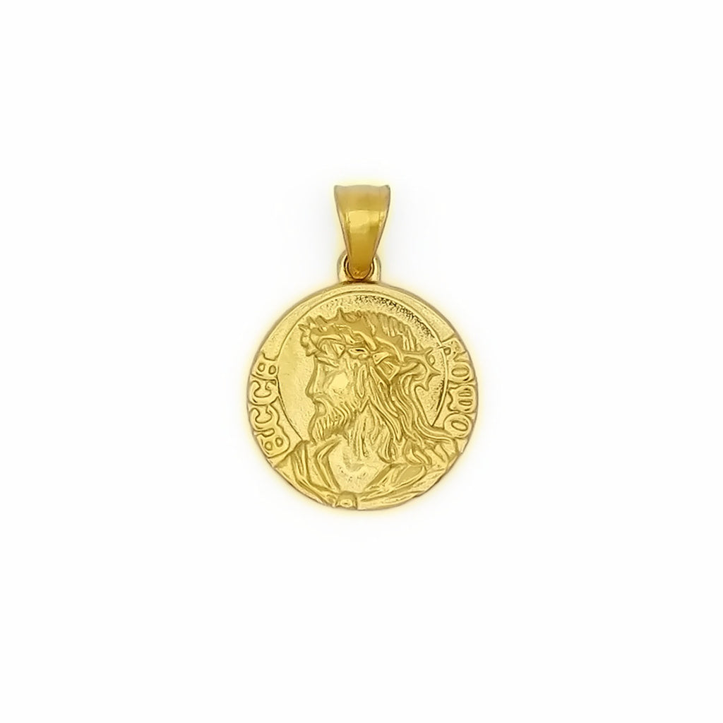 Stainless Steel Jesus Coin Pendant  - Gold