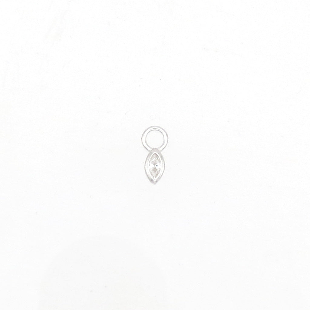 925 Sterling Silver Marquise CZ Hoop Earring Dangle Charm