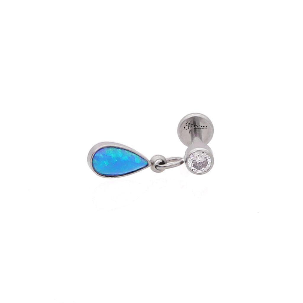 Teardrop Opal Internally Threaded Flat Back Stud-Tragus | Cartilage | Daith | Conch-4-Glitters