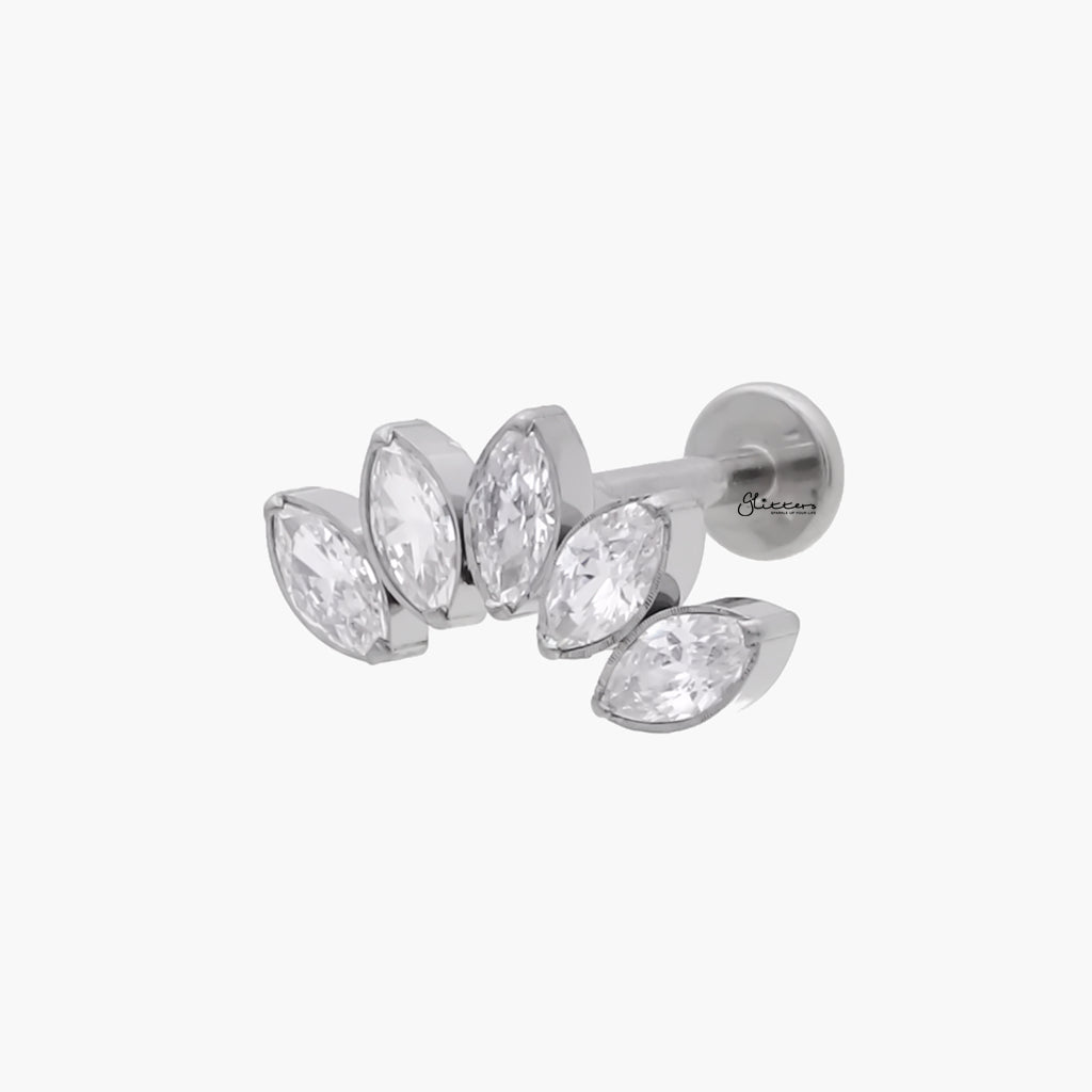 5 Marquis CZ Top Internally Threaded Flat Back Stud-Tragus | Cartilage | Daith | Conch-1-Glitters