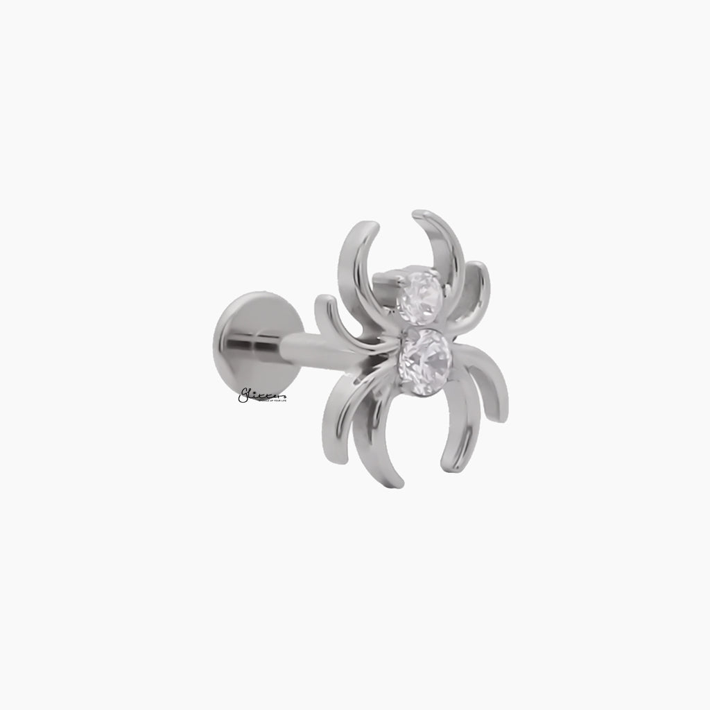 CZ Spider Top Internally Threaded Titanium Flat Back Stud-Tragus | Cartilage | Daith | Conch-3-Glitters