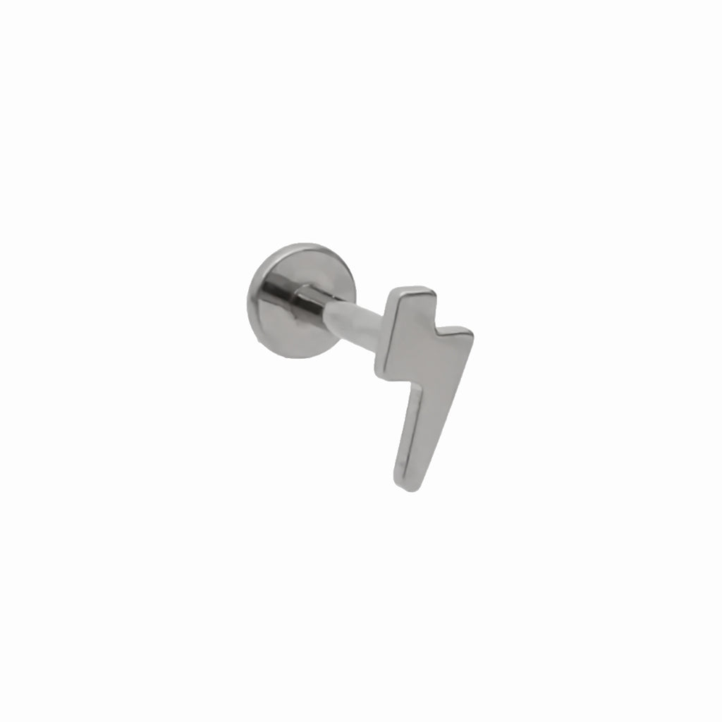 Lightning Bolt Top Titanium Flat Back Stud Earrings-Tragus | Cartilage | Daith | Conch-1-Glitters