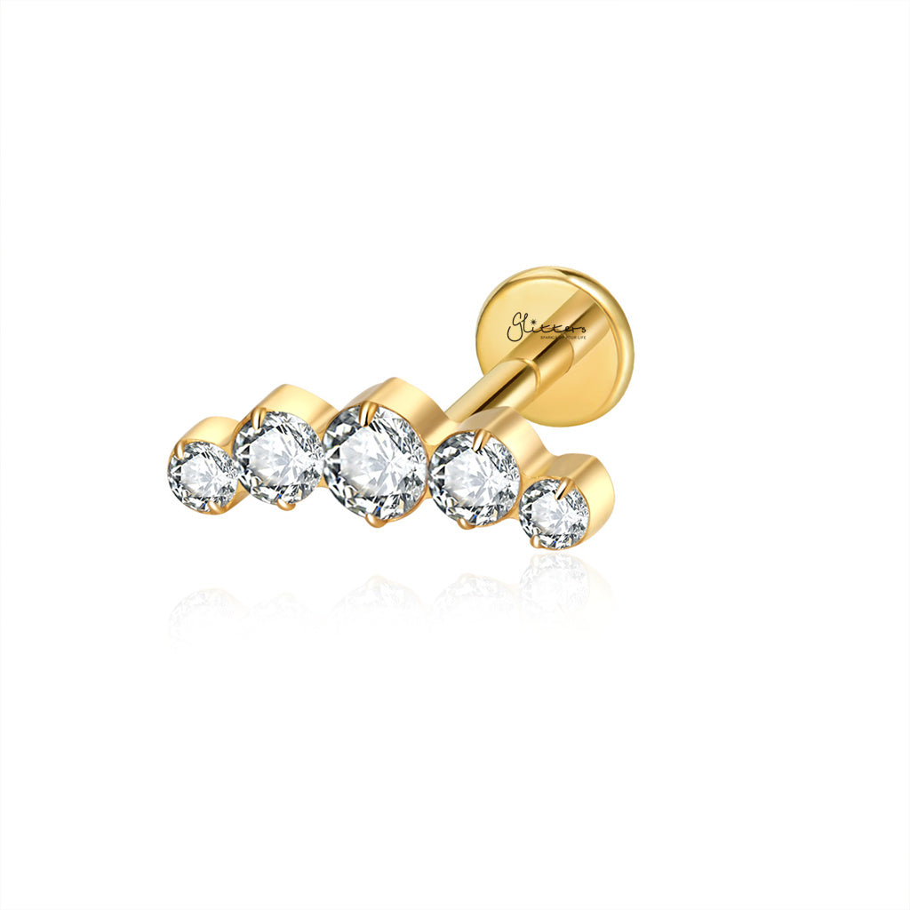 Five CZ Gradient Titanium Flat Back Stud Earrings