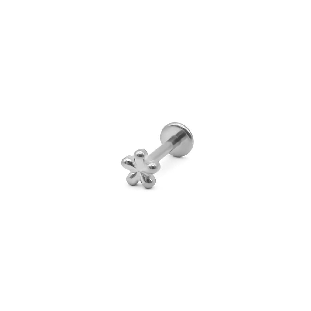 Dainty 5-Petal Flower Titanium Flat Back Stud Earring-Tragus | Cartilage | Daith | Conch-2-Glitters