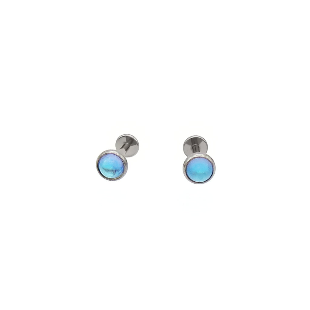 Moonstoen Top Titanium Flat Back Stud Earring