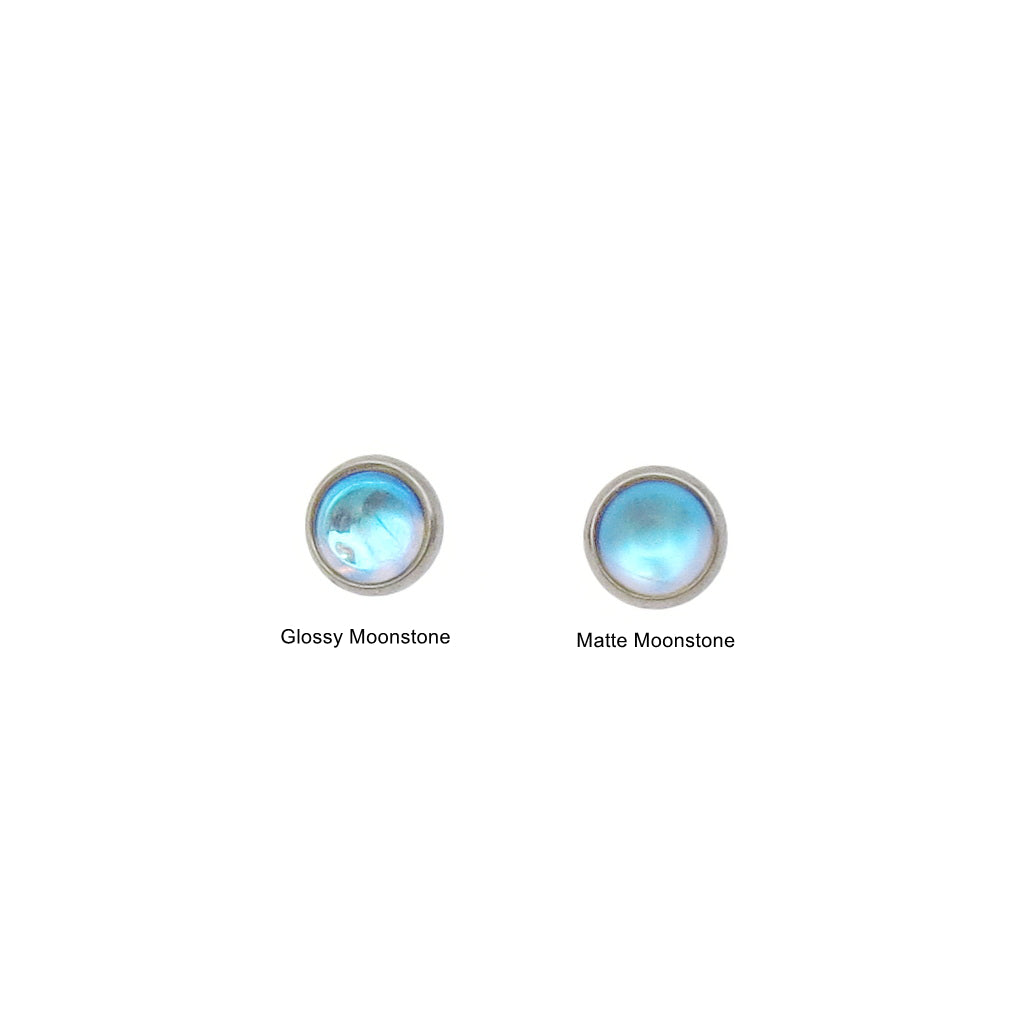 Moonstoen Top Titanium Flat Back Stud Earring
