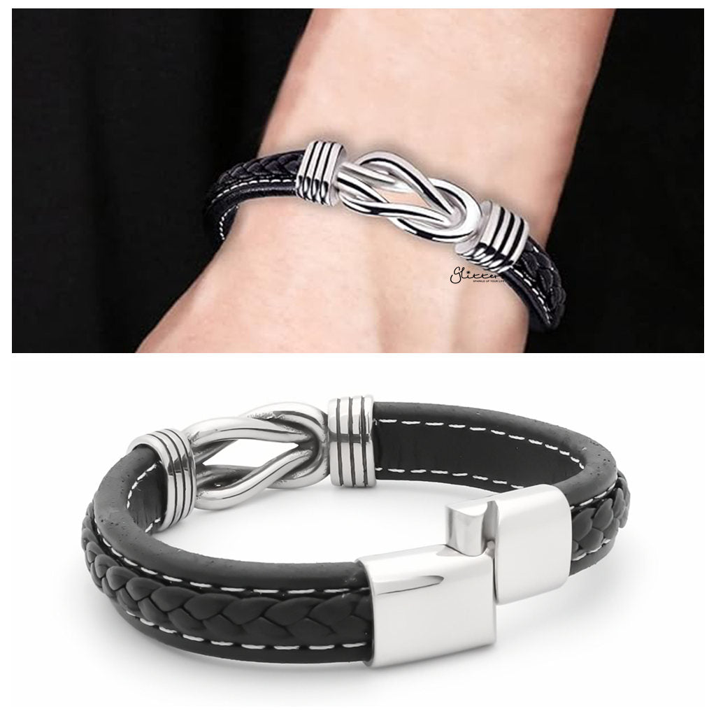 Love Knot Symbol Black Leather Bracelet