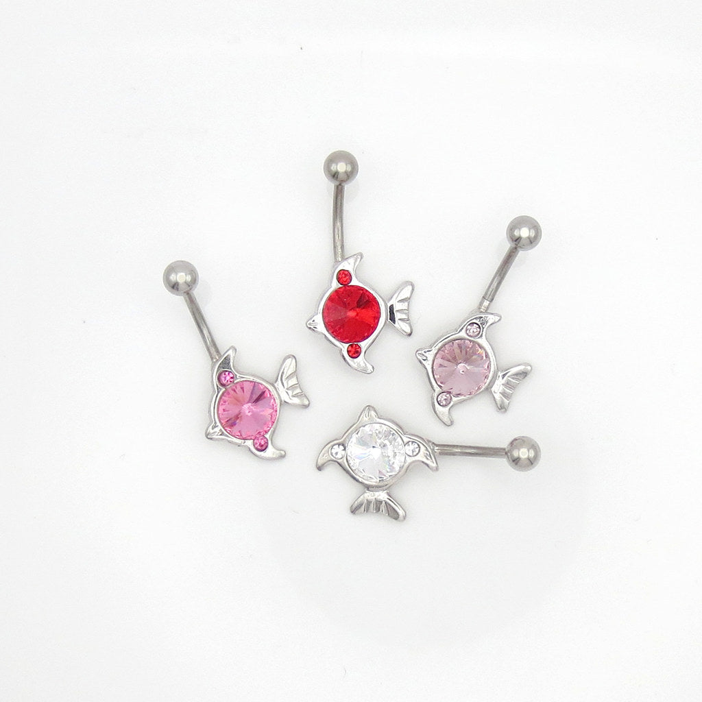Crystal Fish Belly Button Rings-Belly Rings-1-Glitters
