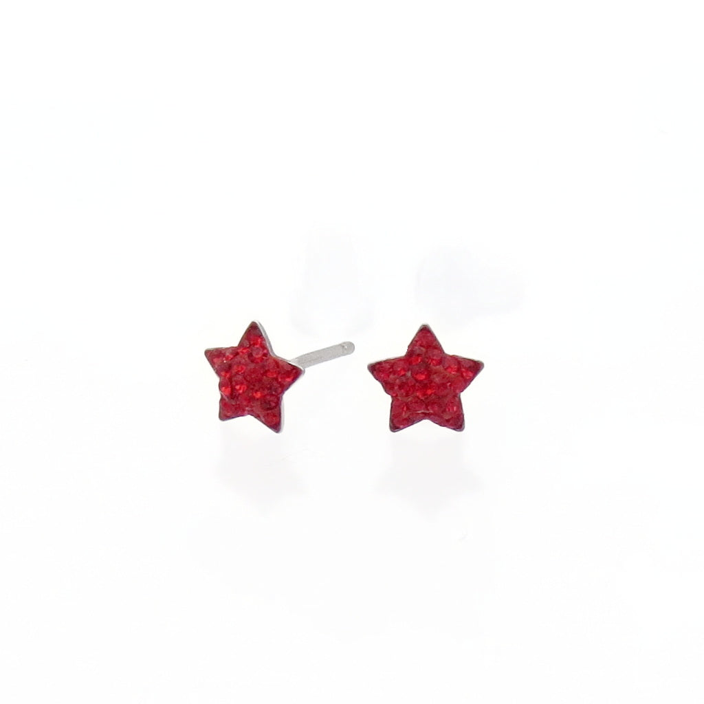 Sterling Silver Pave Crystal Star Stud Earrings