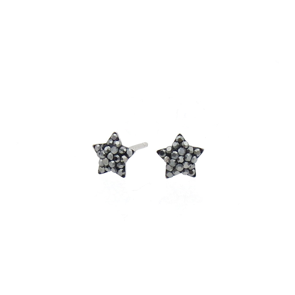 Sterling Silver Pave Crystal Star Stud Earrings