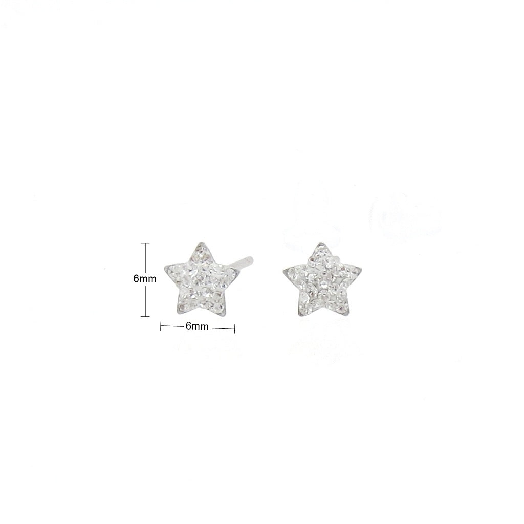 Sterling Silver Pave Crystal Star Stud Earrings