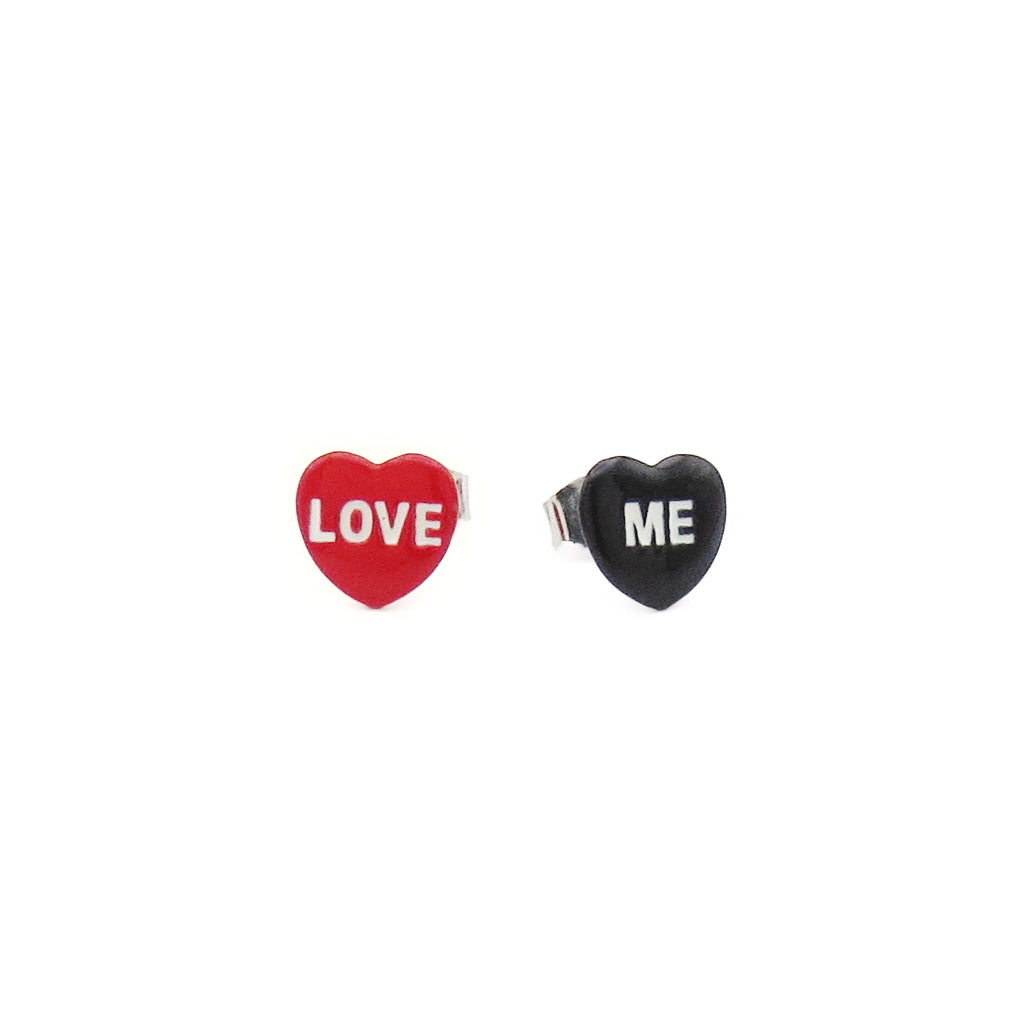 Colorful Heart Shape “ LOVE ME" Stud Earrings-Stud Earrings-3-Glitters