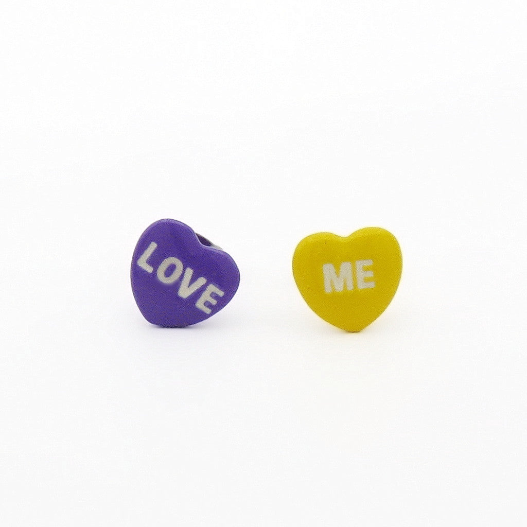 Colorful Heart Shape “ LOVE ME" Stud Earrings-Stud Earrings-4-Glitters
