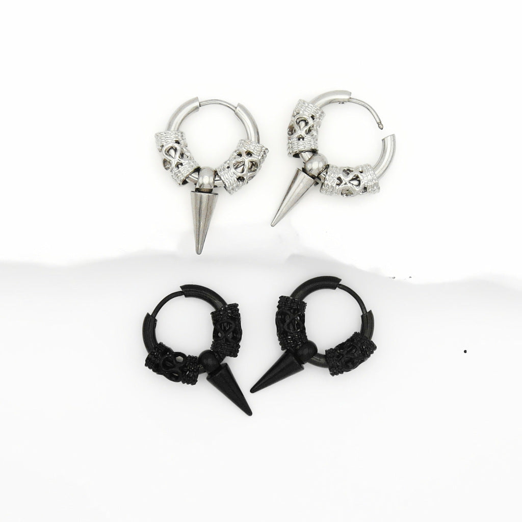 Stainless Steel Tibetan Style Spike Clicke Hoop Earrings-Earrings-4-Glitters