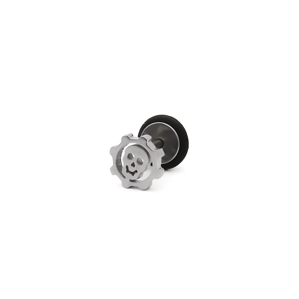 Stainless Steel Skull Gear Fake Plug Earring