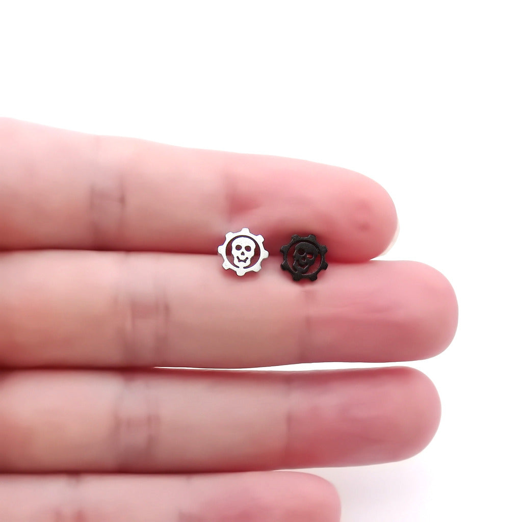 Stainless Steel Skull Gear Fake Plug Earring