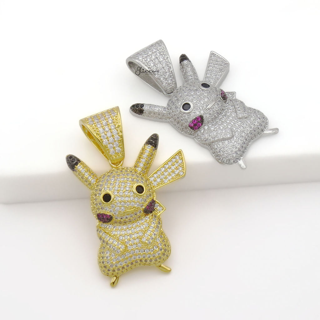 Iced Out Pikachu Pendant - Gold-Ice Out Pendants-4-Glitters