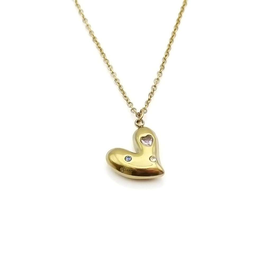Stainless Steel Liquid Heart Pendant Necklace-Necklaces-4-Glitters