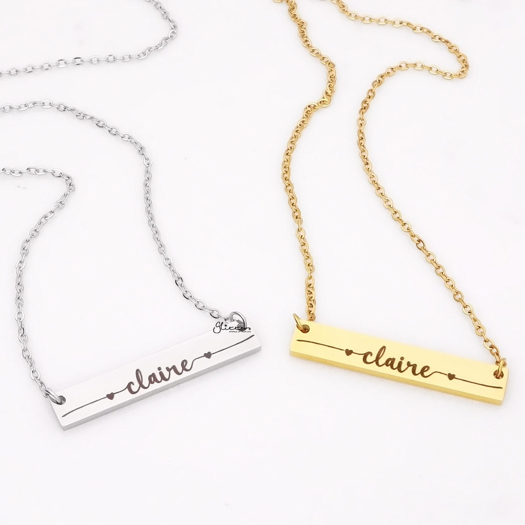 Personalised Horizontal Bar Necklace - Font 7-Personalised Necklaces-1-Glitters