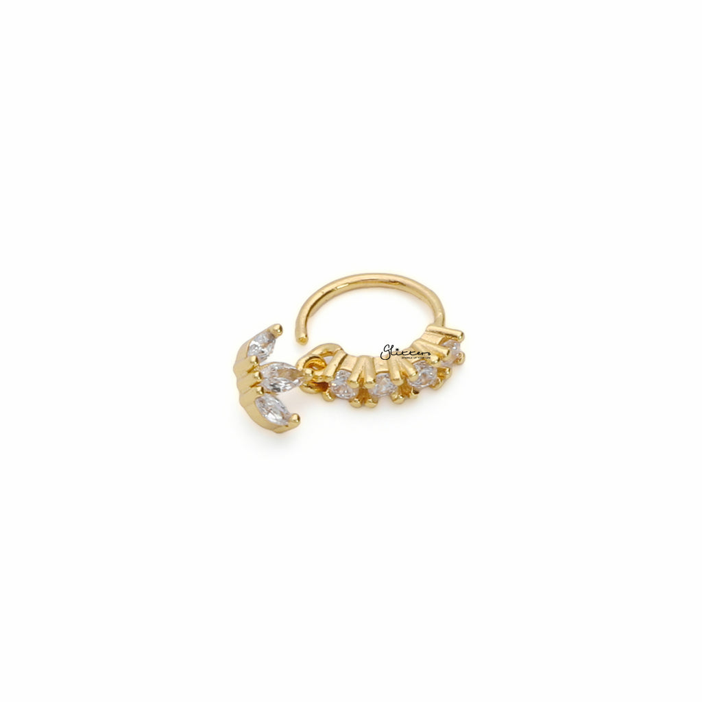 CZ Hoop Nose Ring with Dangle Marquise CZ-Nose Studs-5-Glitters