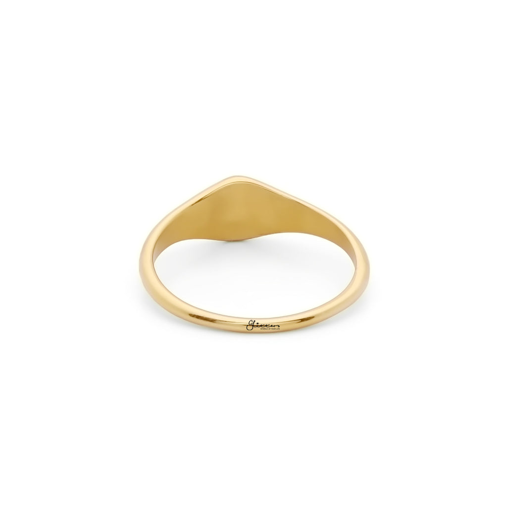 Stainless Steel Oval Sunburst Signet Ring - Gold-Stainless Steel Rings-3-Glitters
