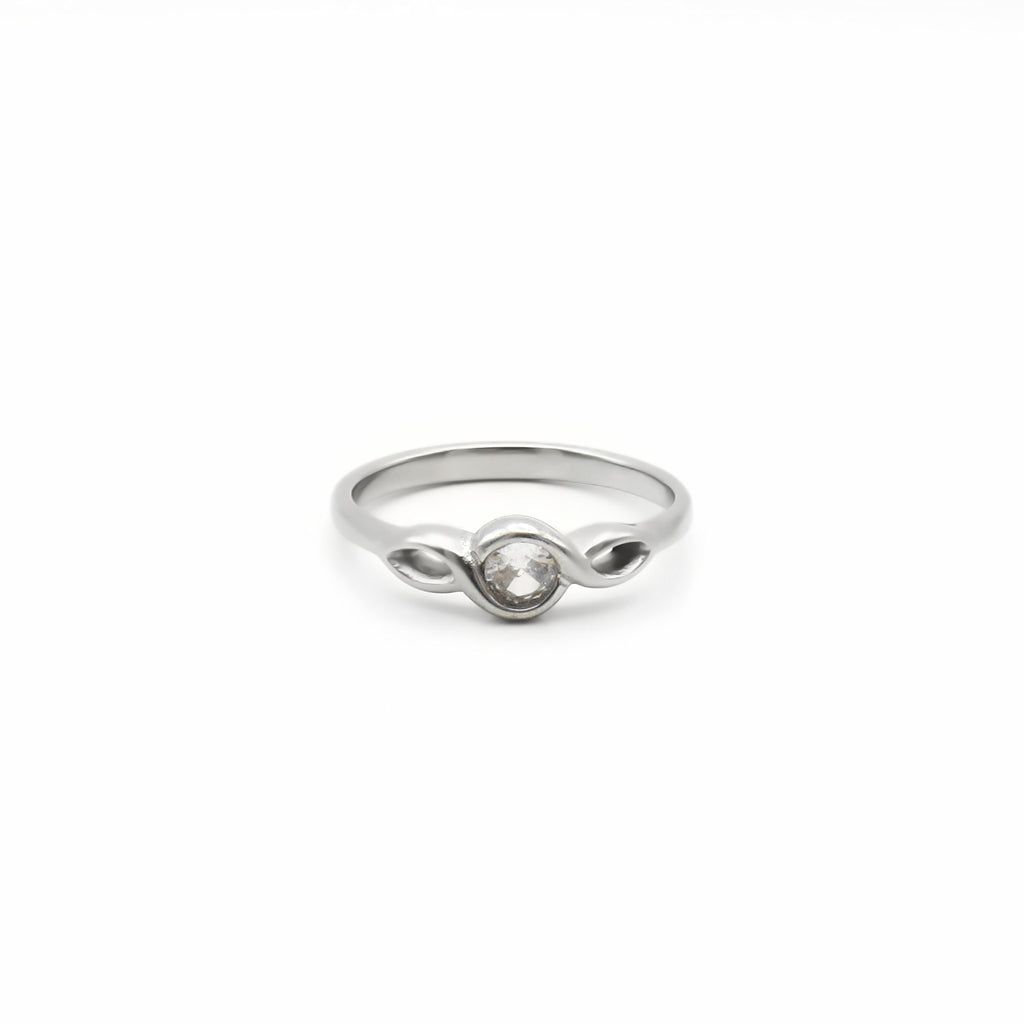Stainless Steel Infinity CZ Solitaire Ring - Silver