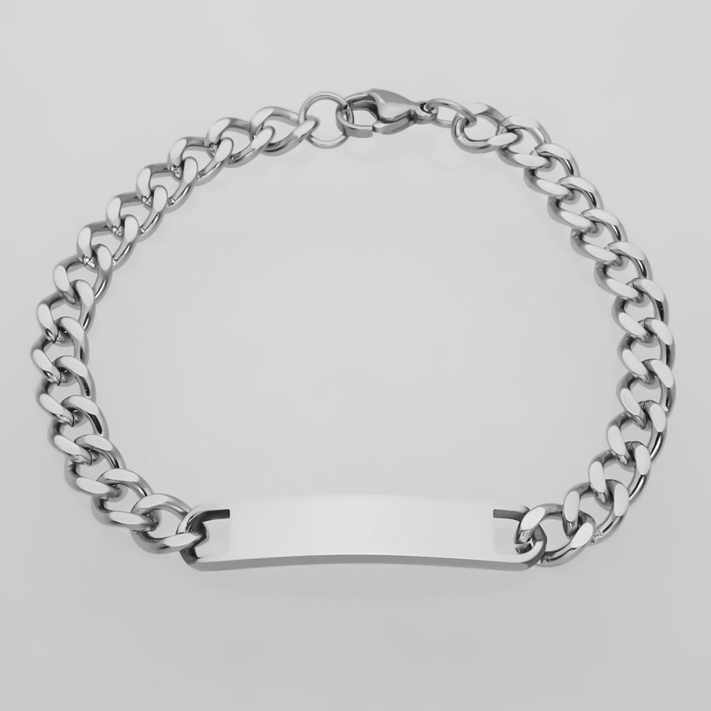 Stainless Steel ID Bracelet 7mm Width + Engraving-Stainless Steel Bracelets-1-Glitters