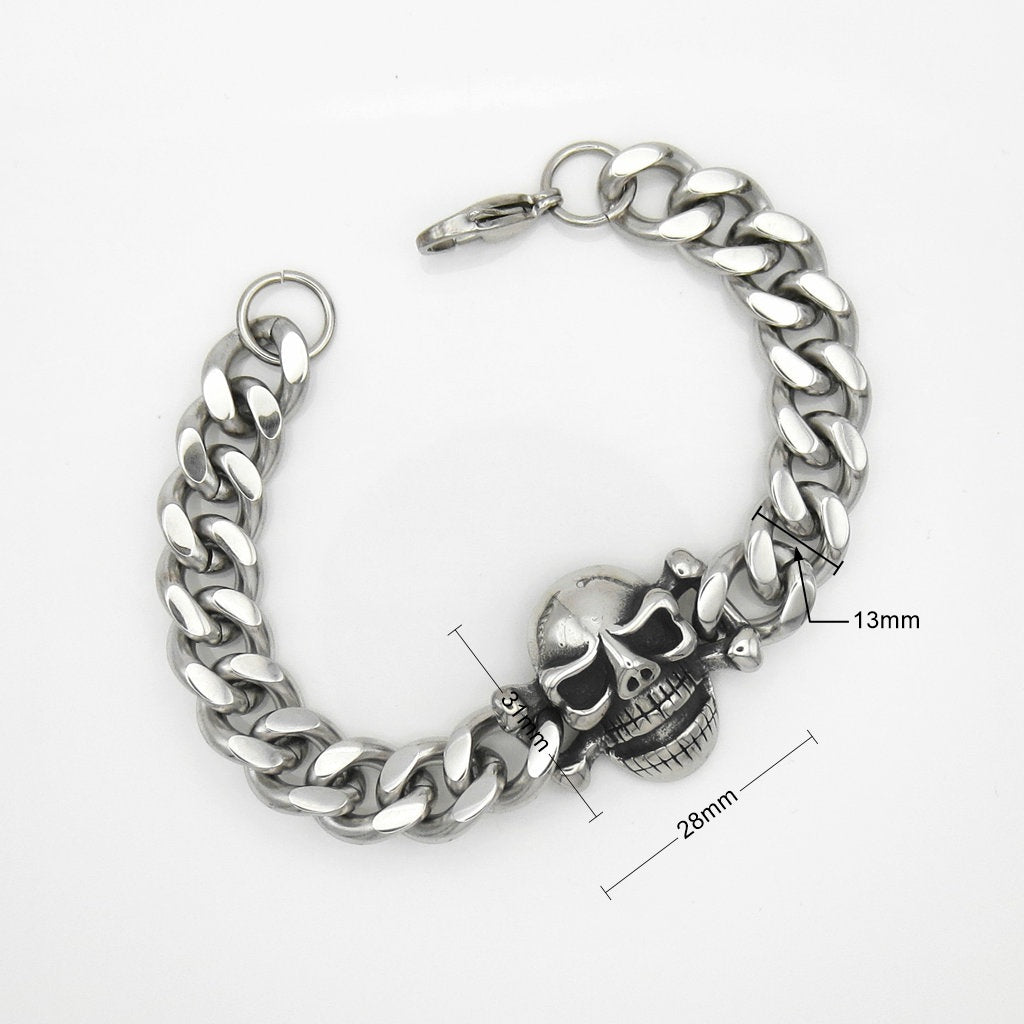 Stainless Steel Gothic Skull Link Bracelet-Stainless Steel Bracelets-5-Glitters