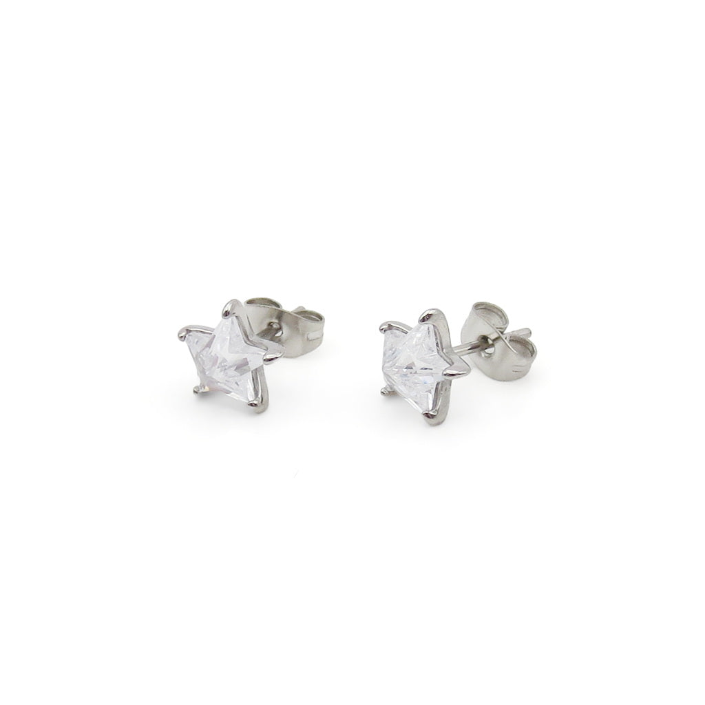 Star CZ Stainless Steel Stud Earrings-Stud Earrings-2-Glitters