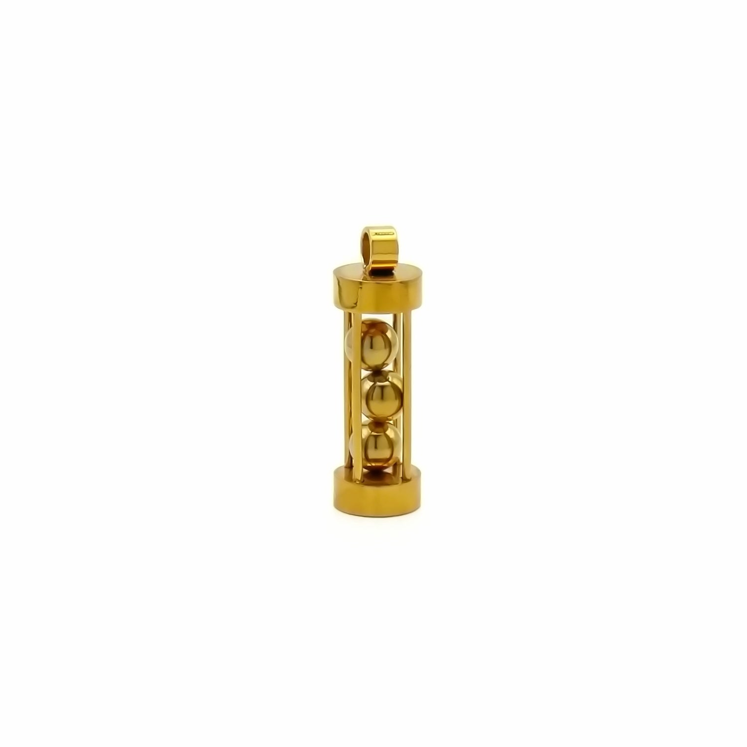 Stainless Steel Tube with 3 Balls Pendant - Gold