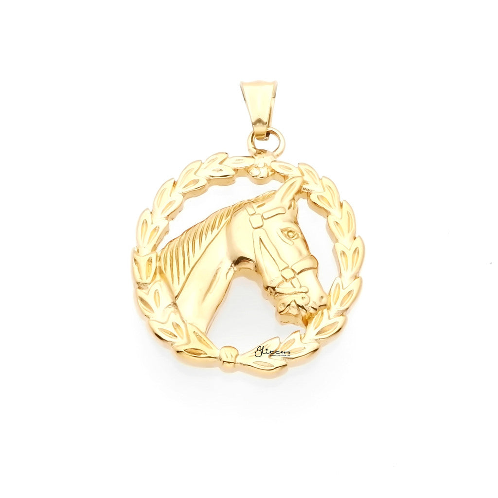 Stainless Steel Horse Pendant - Gold-Pendants-1-Glitters