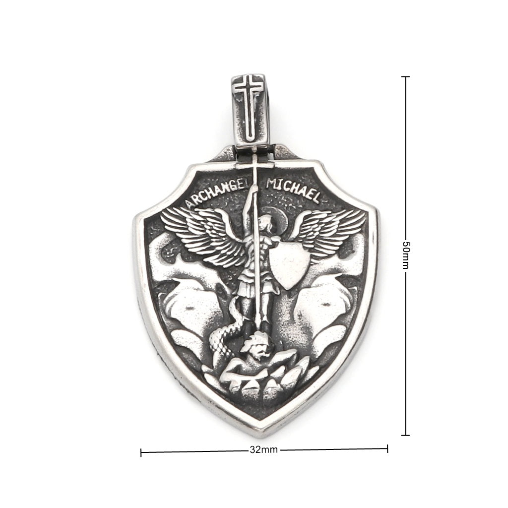 Stainless Steel St. Michael The Archangel Pendant-Pendants-3-Glitters