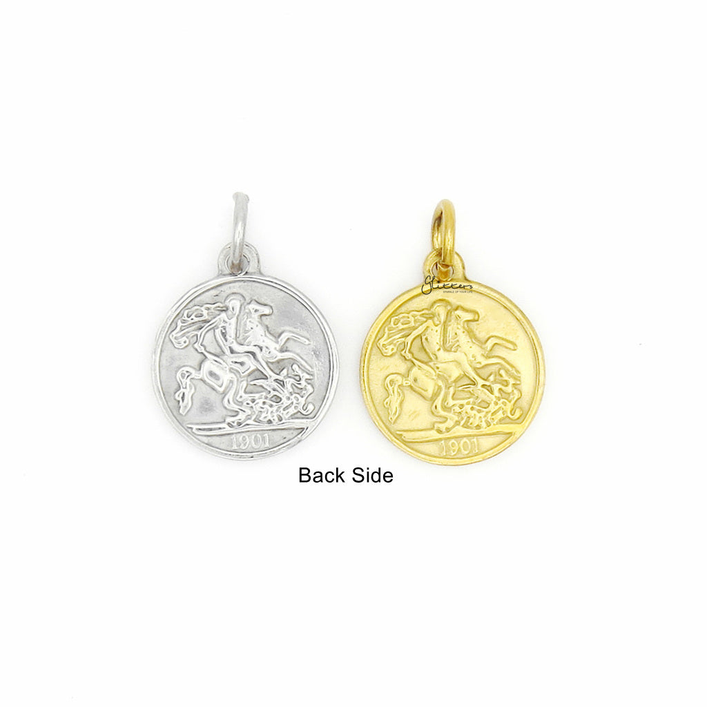 Stainless Steel Queen Elizabeth Coin Pendant - Silver
