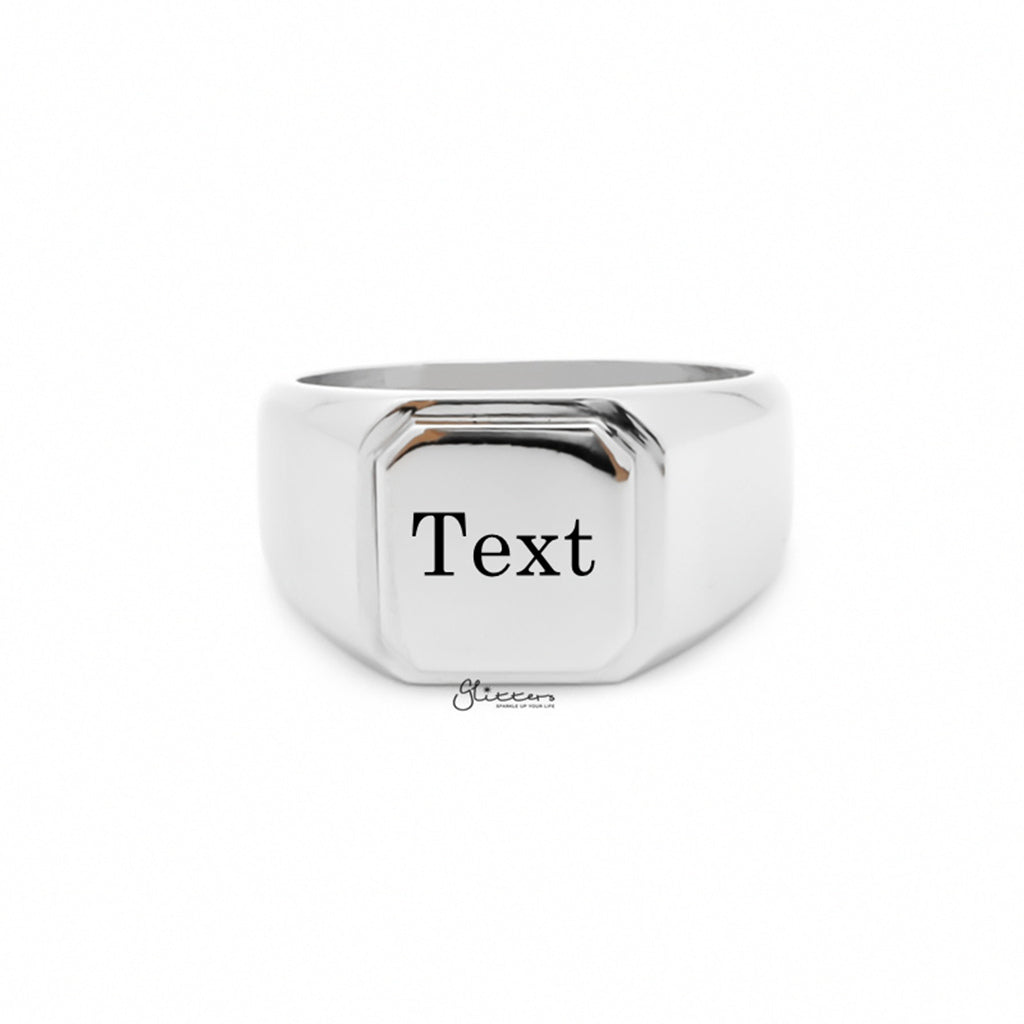 Personalised Stainless Steel Square Flat Top Signet Rings