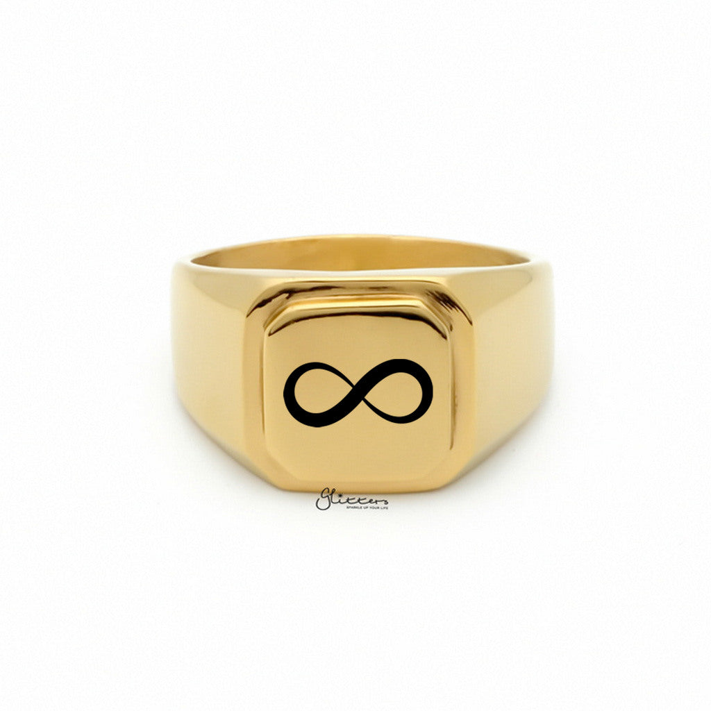 Personalised Stainless Steel Square Flat Top Signet Rings