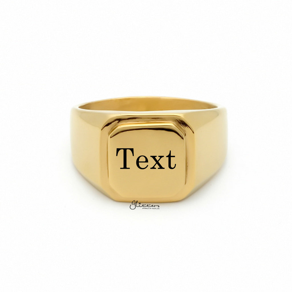 Personalised Stainless Steel Square Flat Top Signet Rings
