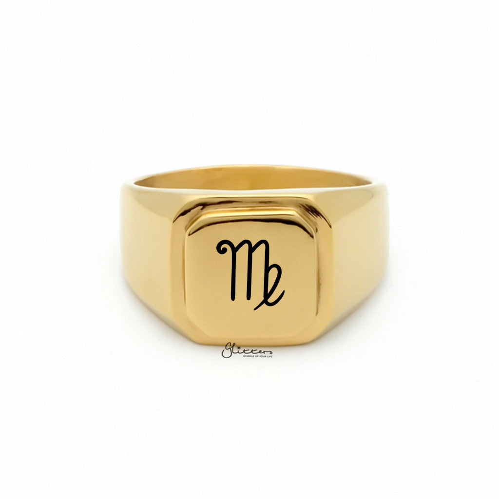 Personalised Stainless Steel Square Flat Top Signet Rings