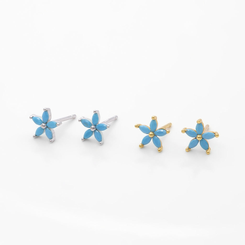 Turquoise Flower Stud Earrings-Stud Earrings-5-Glitters