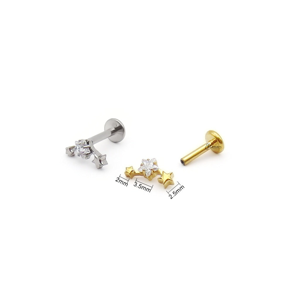 Triple Star Cluster Titanium Flat Back Stud Earring-Tragus | Cartilage | Daith | Conch-4-Glitters