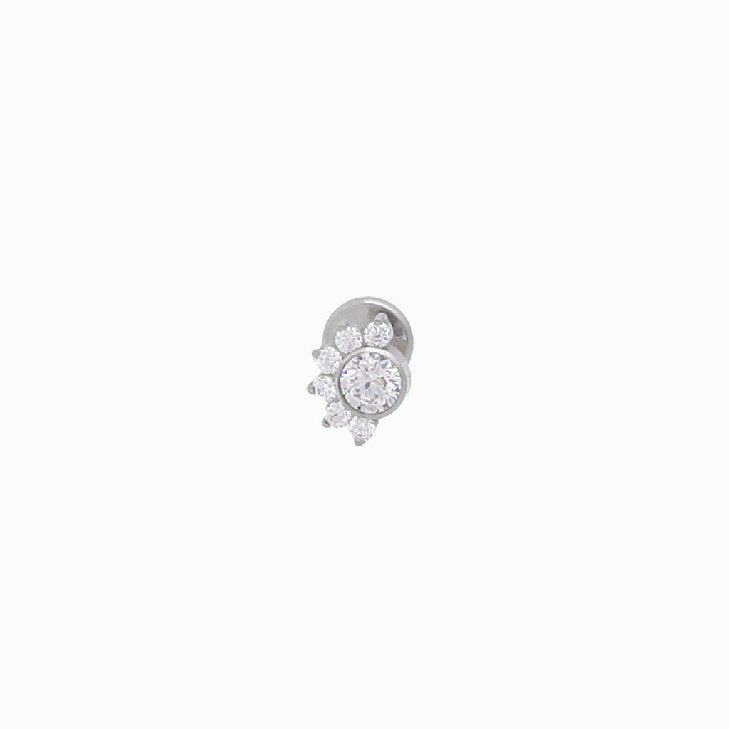 7 CZ Cluster Top Titanium Flat Back Stud-Tragus | Cartilage | Daith | Conch-2-Glitters