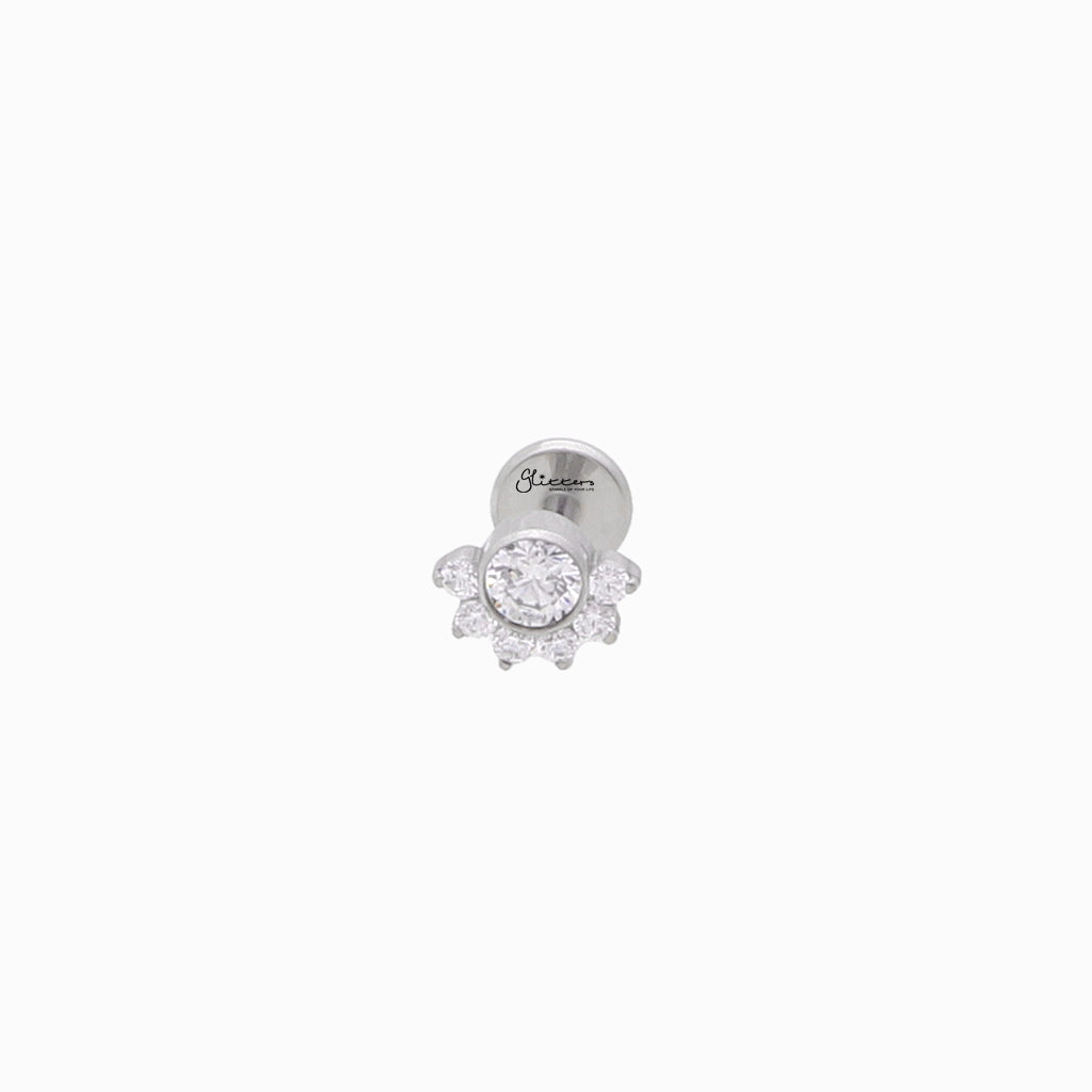 7 CZ Cluster Top Titanium Flat Back Stud-Tragus | Cartilage | Daith | Conch-4-Glitters